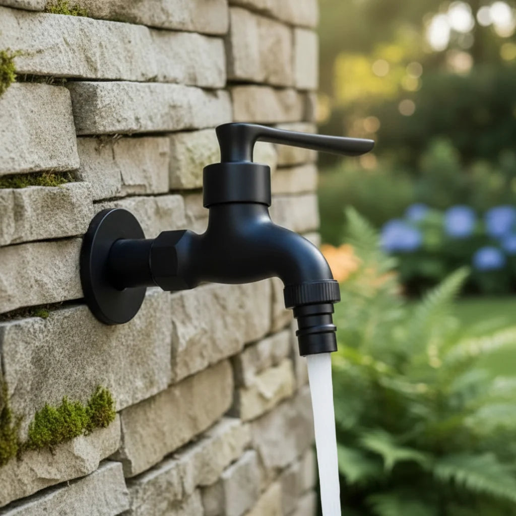 Wall-Mounted Faucet | Solid Brass Matte Black | Space-Saving