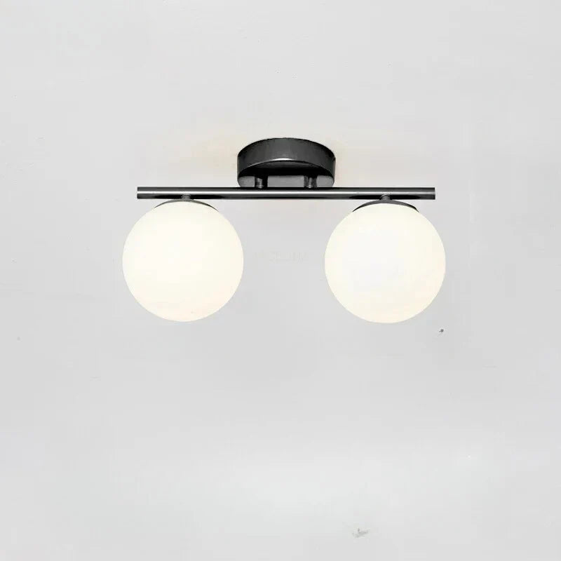Ceiling Light | White Glass Globe & Gold Accents | 12W 3000K