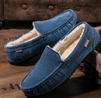 Moccasin Slippers | Sherpa-Lined & Non-Slip Rubber Sole | Vegan Suede
