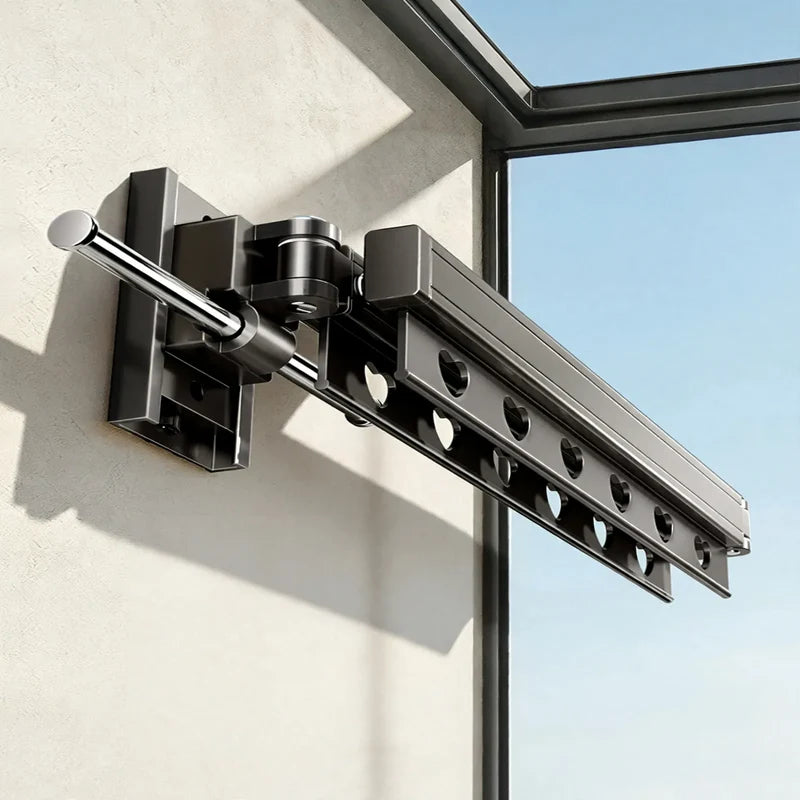 Clothes Drying Rod | Wall-Mounted Retractable Aluminum | Space-Saving