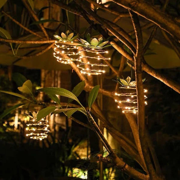Hanging Pineapple Lantern | Solar-Powered & Weather-Resistant