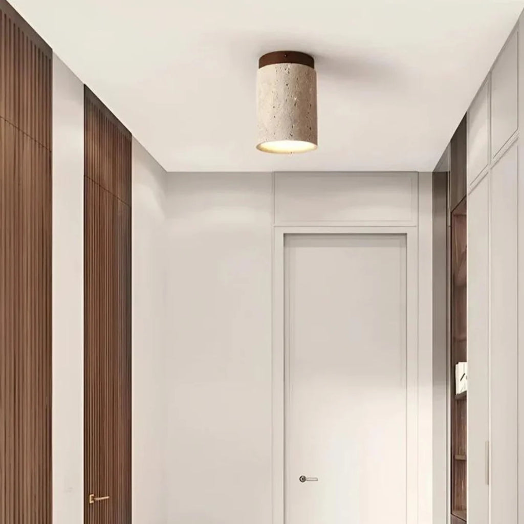 Ceiling Lamp | Wabi-Sabi Travertine & LED | Surface Mount