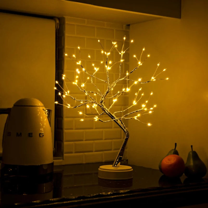 LED Tree Lamp | Bonsai Design & Warm Light | USB/Battery