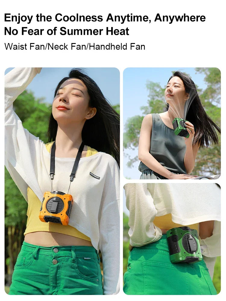 Clip-On Fan | 8000mAh Battery & Ice Ceramic Cooling | Hip, Neck & Handheld