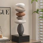 Stacked Stone Sculpture | Natural Stone Finish & Fine Modern Base