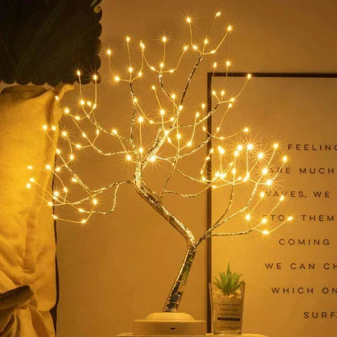 LED Tree Lamp | Bonsai Design & Warm Light | USB/Battery