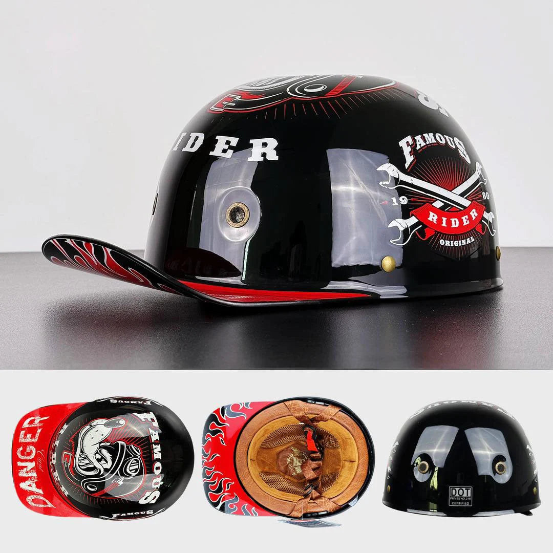 Motorcycle Helmet | Baseball Cap Style & Lightweight | DOT & ECE Certified
