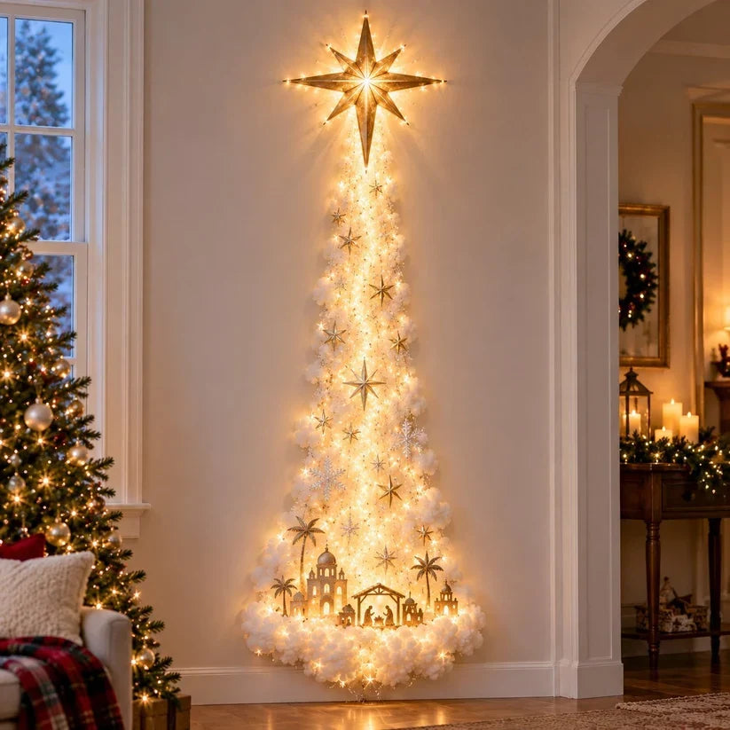 Christmas Wall Decoration | Cascading Design & Warm Lights