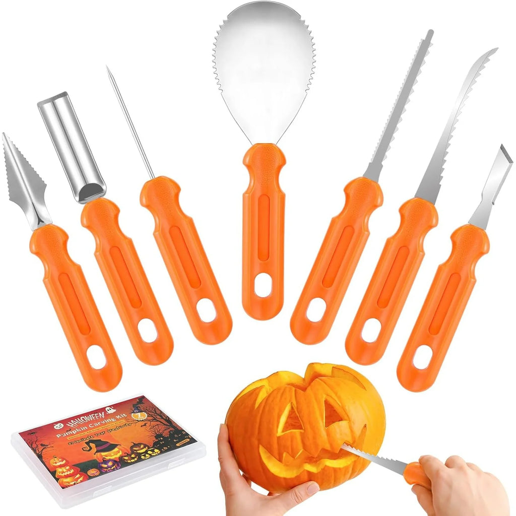 Pumpkin Carving Tool Set | Stainless Steel Blades & Non-Slip Grip | Storage Bag