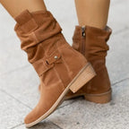 Ankle Boots | Suede Slouchy Shaft | Low Block Heel