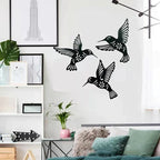 Wall Art | Black Metal Hummingbirds | 3-Piece Set