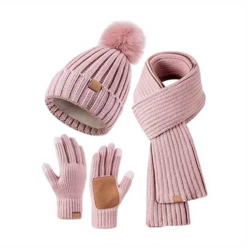 Hat, Scarf & Gloves Set | Knitted & Touchscreen | One Size