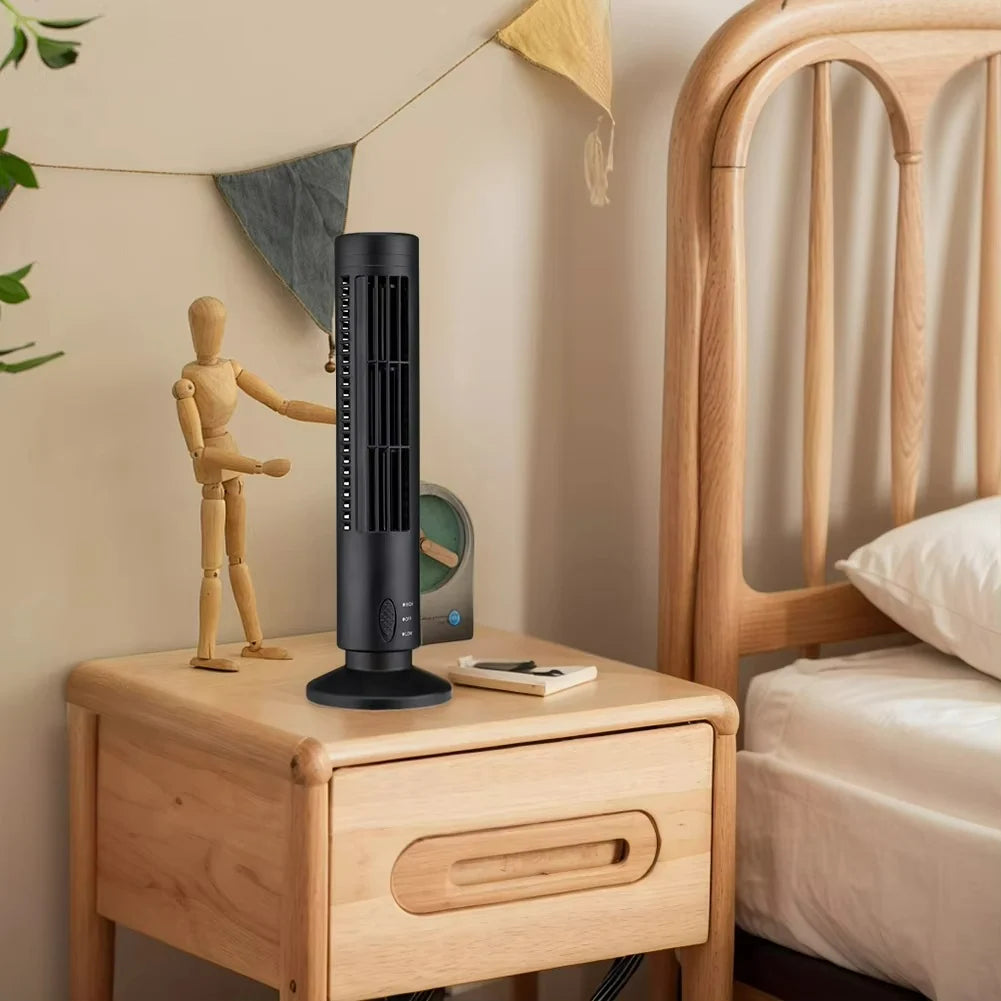 Tower Fan | Bladeless & USB-Powered | Compact Desktop Design