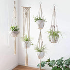 Macrame Plant Hangers | Handmade Cotton Cord & Beads | Set of 4
