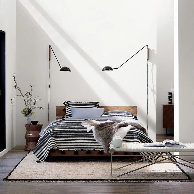 Wall Light | Adjustable Arm & Modern Metal Wood Design