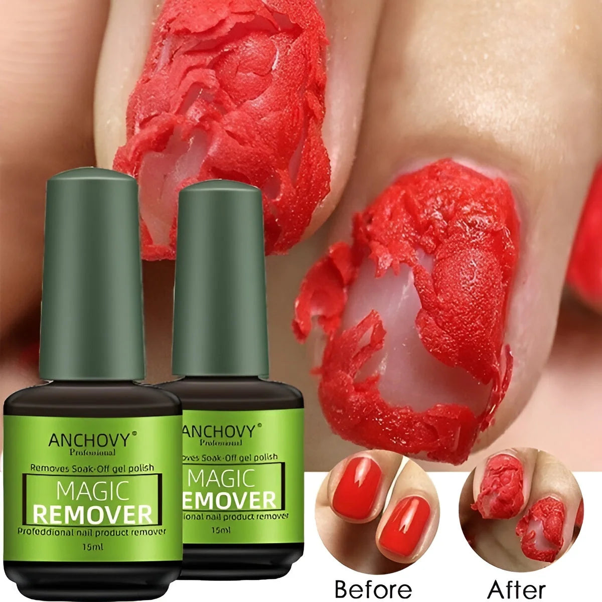 Nail Polish Remover Gel | Fast-Acting & Gentle Water-Based | Set of 2