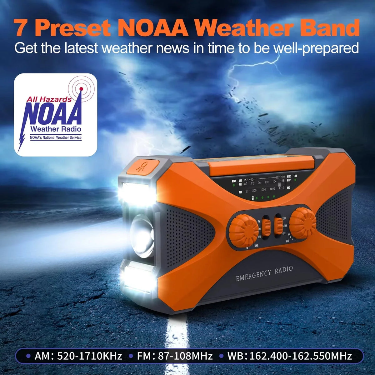 Emergency Radio | NOAA Alerts & Triple Charging | 10000mAh Power Bank