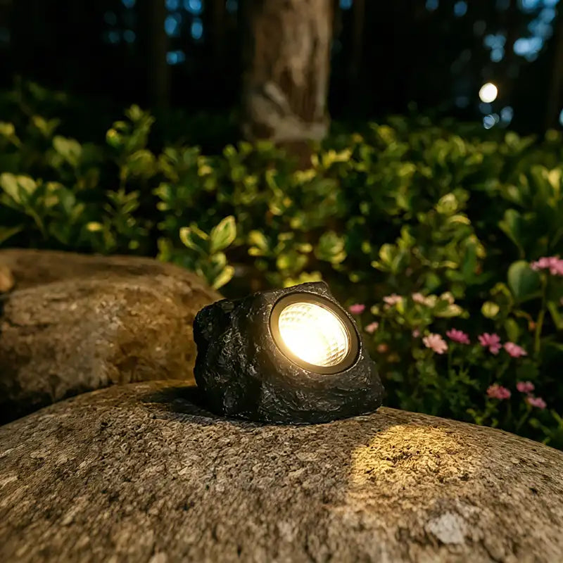 Solar Garden Spotlights | Stone-Look & IP65 Waterproof | Automatic Dusk Sensor