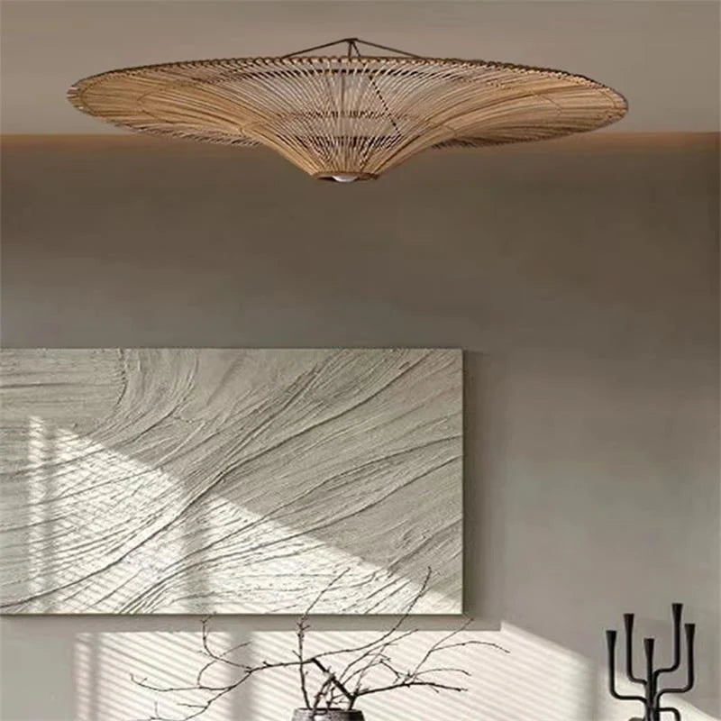 Ceiling Light | Woven Natural Fiber | Warm Ambient Lighting