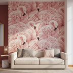 Wallpaper | Pink Flamingo Tropical Design | Wipeable Vinyl