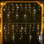 LED Icicle String Lights | Warm White Flickering | IP44 Waterproof