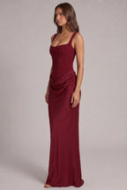 Maxi Dress | Boned Corset Bodice & Draped Lyocell Skirt | Adjustable Straps