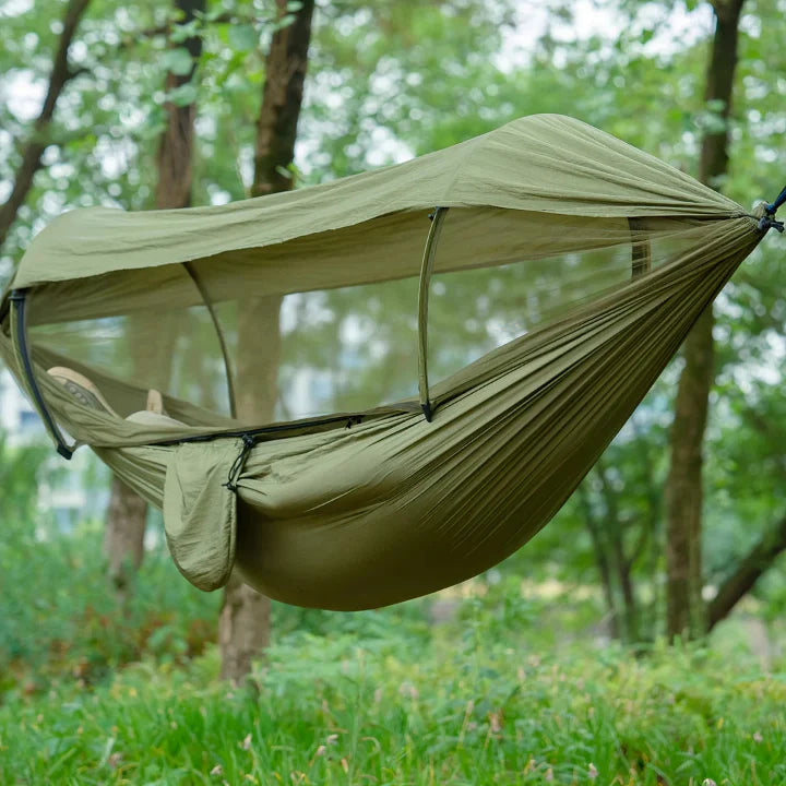 Outdoor Hammock | Integrated Mosquito Net & Sun Canopy | 260 x 140 cm