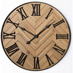 Wall Clock | Traditional Roman Numerals Wood & Metal | 30 cm