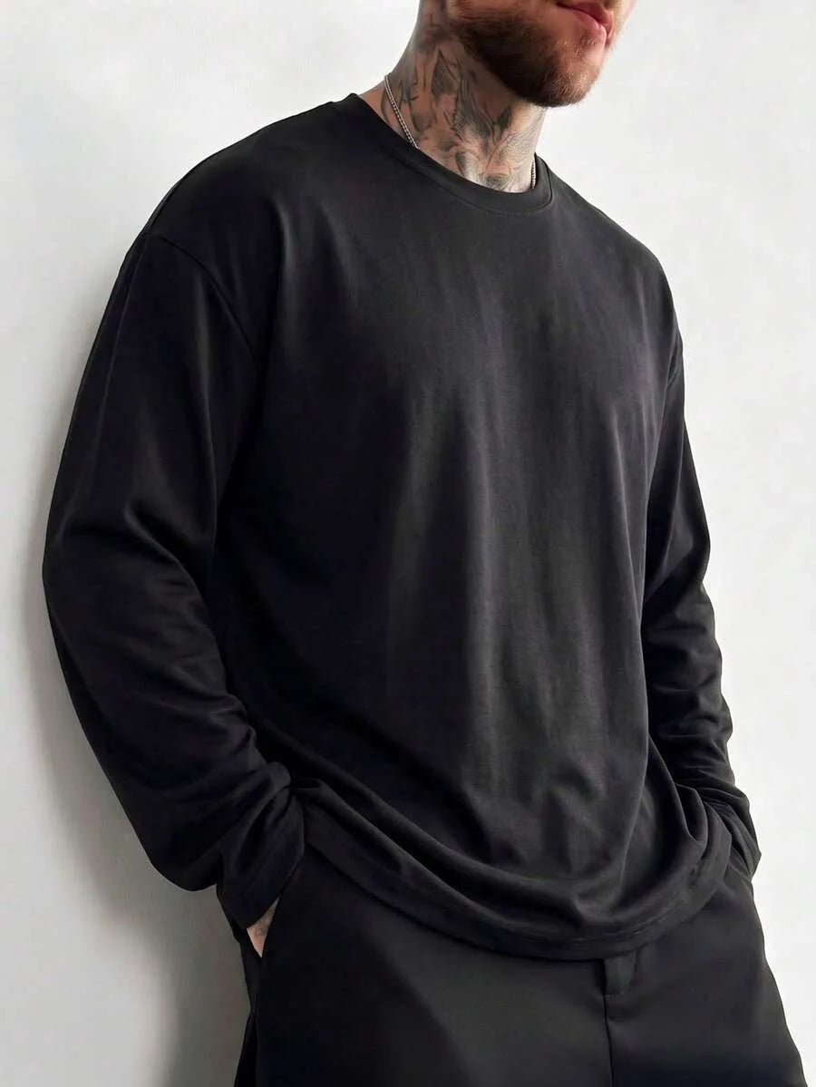 Men’s Long-Sleeve Shirt | Knitted Crew Neck | Regular Fit