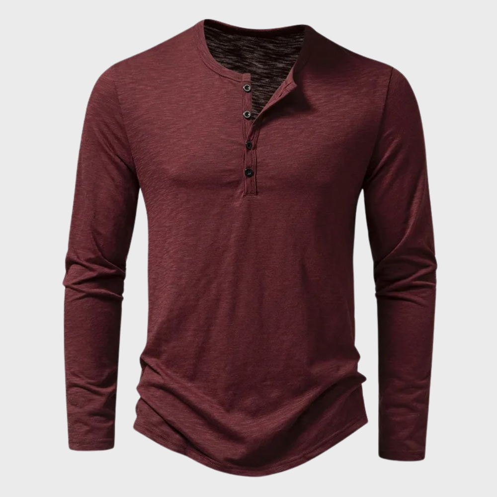 Henley Shirt | Breathable Stretch Cotton-Blend | Long Sleeve Button Placket
