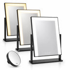 Makeup Mirror | Touch-Control LED Lighting | Removable 15× Magnifier
