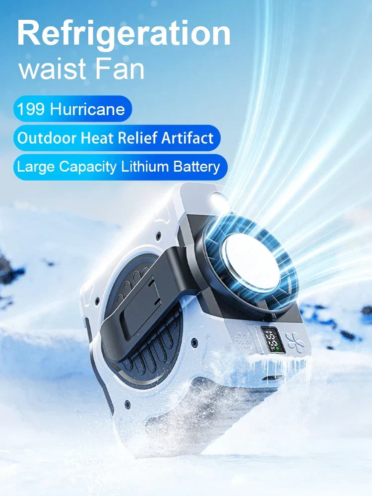 Clip-On Fan | 8000mAh Battery & Ice Ceramic Cooling | Hip, Neck & Handheld
