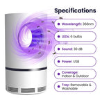 UV Light Insect Trap | 368nm UV & Silent Vortex Capture | USB-Powered