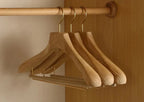 Wooden Hangers | Camphor Wood Wide-Shoulder & Non-Slip Flocked Rod | Set of 2