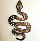 Snake Wall Art | Wood Lotus Motif