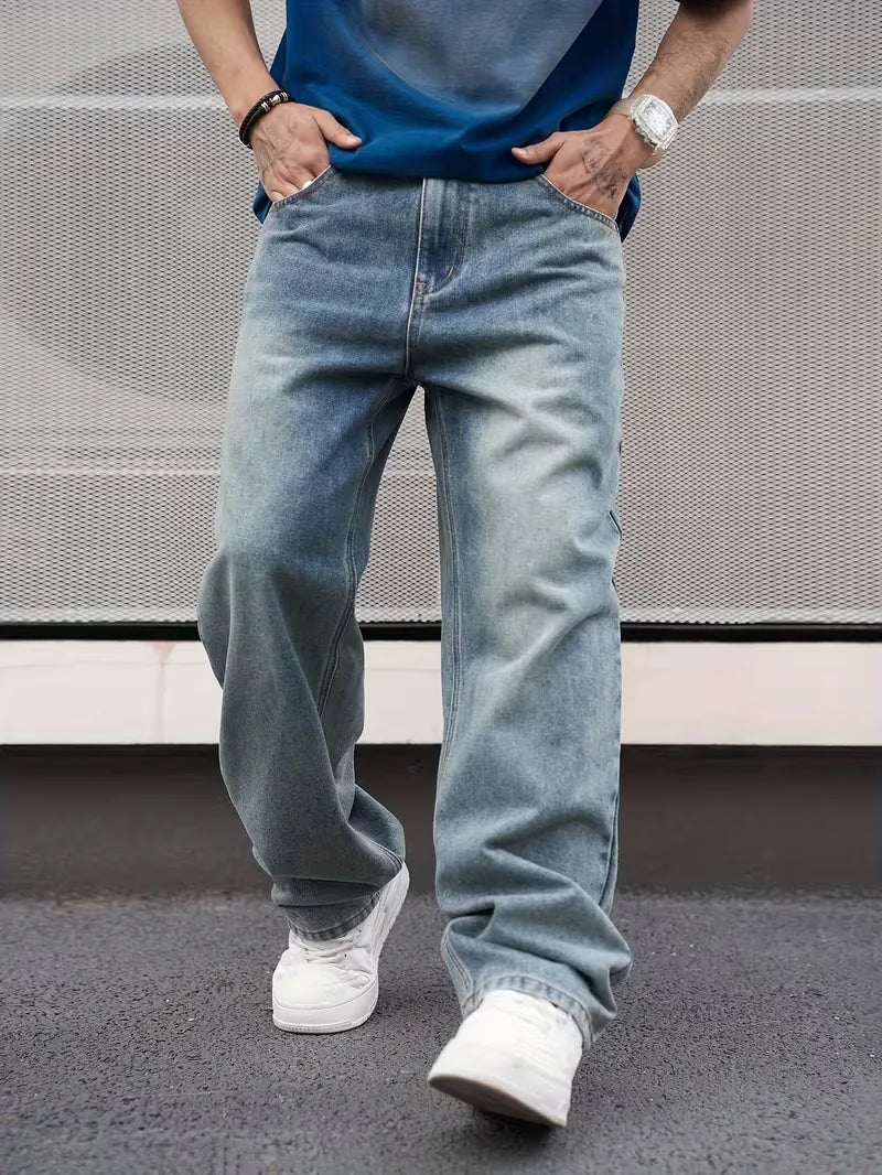 Men’s Jeans | Loose Fit & Wide Leg | Vintage Blue Wash