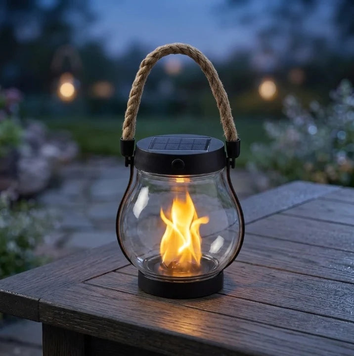 Solar Lantern | Realistic Flicker & USB‑C Rechargeable