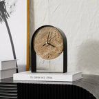 Table Clock | Decorative Stone Gold & Black | Indoor Use