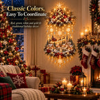 Christmas Tree Wall Hanging | Warm White LED Lights & Winter Village | 90 cm