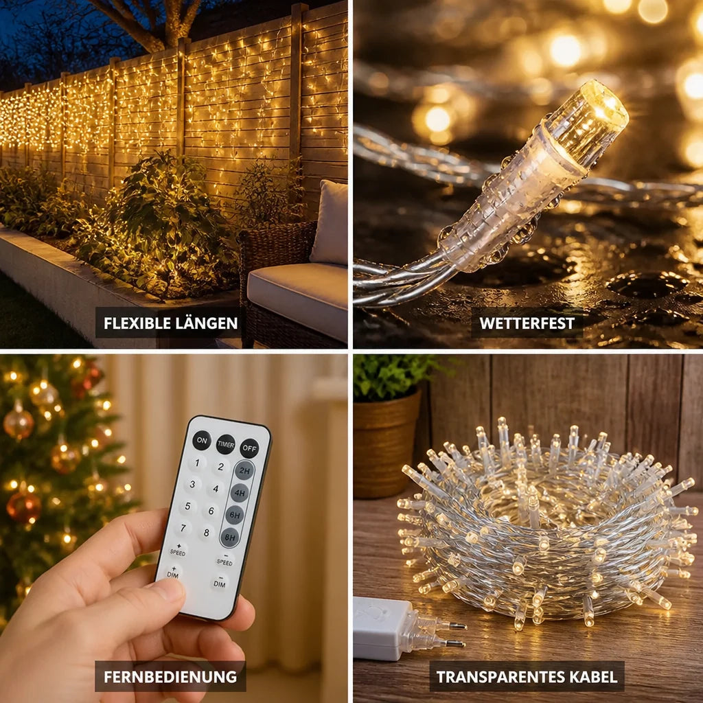 Outdoor String Lights | Energy-Efficient LED & Weather-Resistant | Transparent Cable