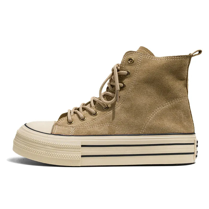 High-Top Sneakers | Durable Canvas Lace-Up | Thick Sole