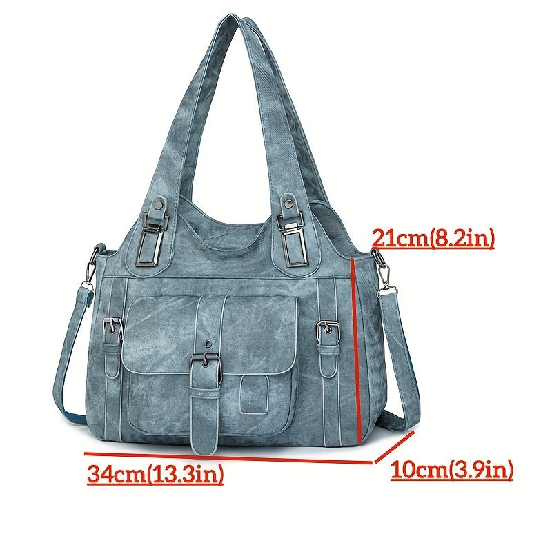 Tote Bag | Vintage Synthetic Leather | Multiple Pockets & Zip Closure