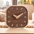 Table Clock | Square Wooden Design & Silent Movement