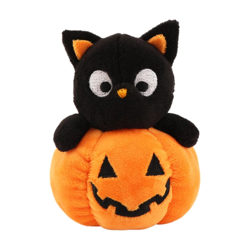 Plush Toy | Soft Cat & Pumpkin Design | Embroidered Faces