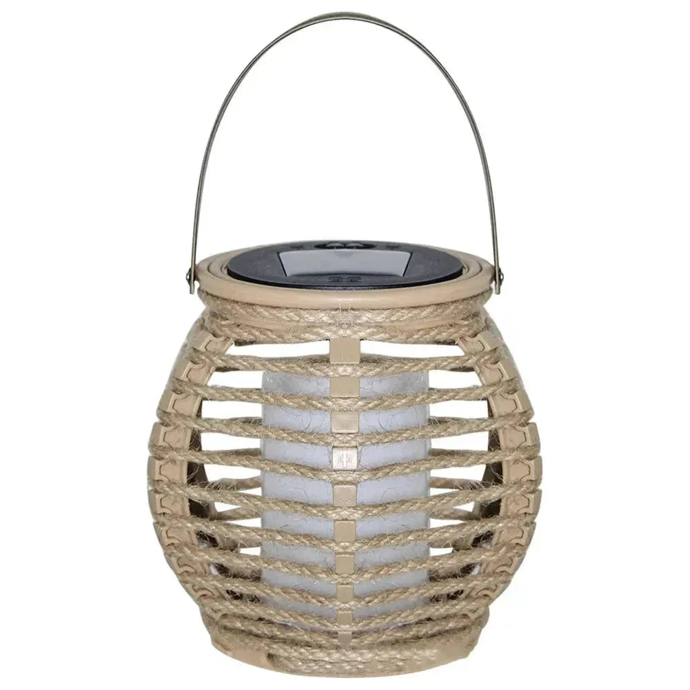 Outdoor Solar Lantern | Handwoven Rattan & Bamboo Waterproof IP44