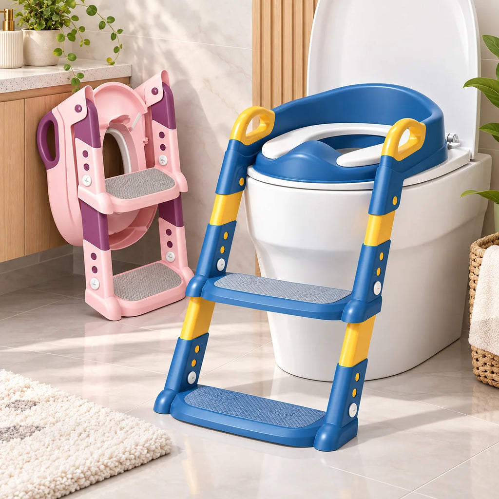 Potty Training Seat Ladder | Foldable & Space-Saving | Stable Step Stool Support