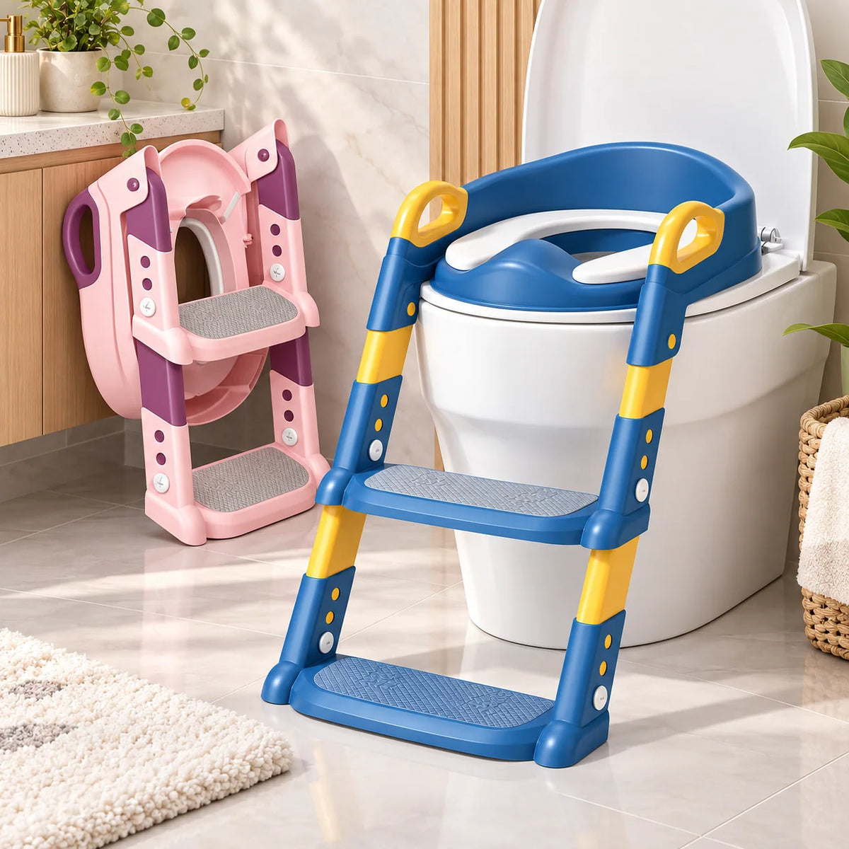 Potty Training Seat Ladder | Foldable & Space-Saving | Stable Step Stool Support