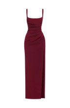 Maxi Dress | Draped Twill Corset Bodice | Adjustable Lace-Up Back