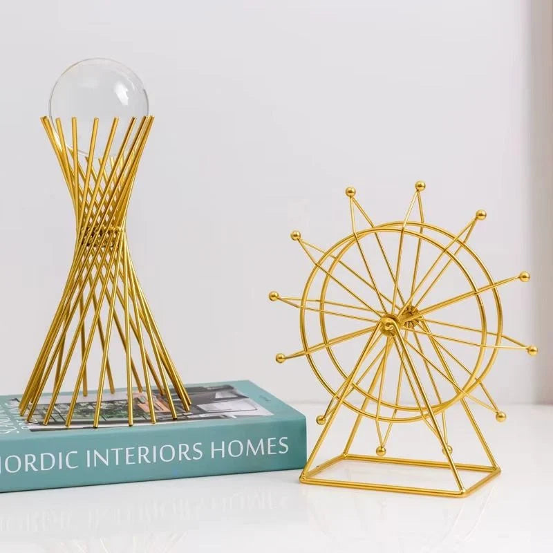 Decorative Statue | Sphere-Inspired Gold Metal