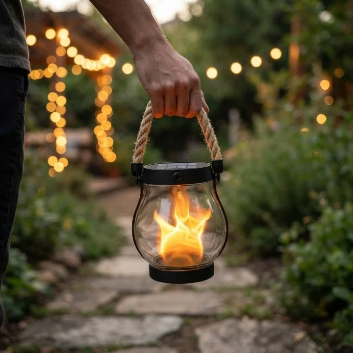 Solar Lantern | Realistic Flicker & USB‑C Rechargeable
